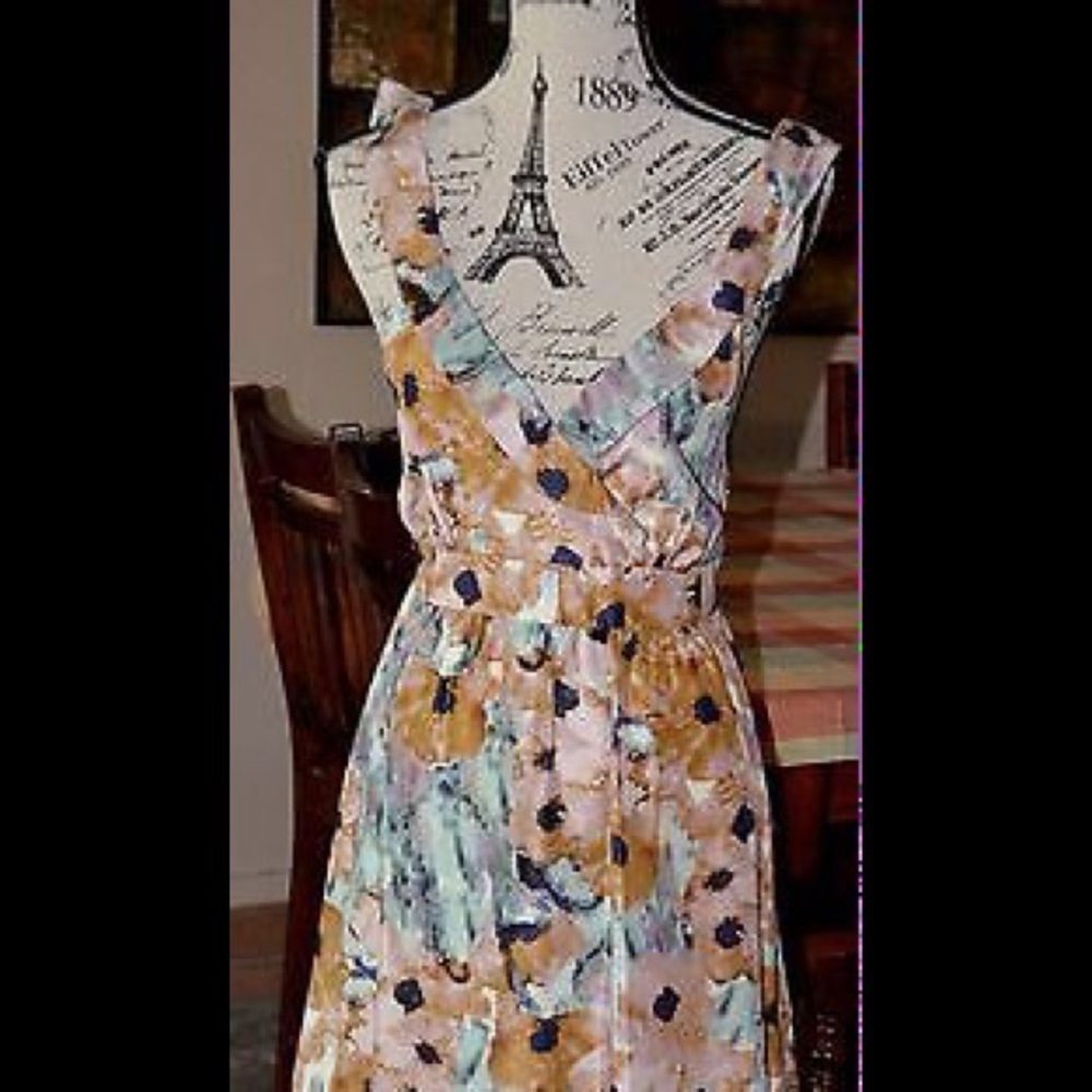 Theory Orange and Blue Spaghetti Strap Mini Sundress